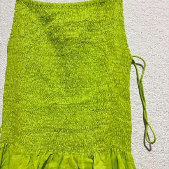Faithfull The Brand Tergu Maxi Dress Mediu Green Poplin Smocked Adjustable Strap - Picture 6 of 13